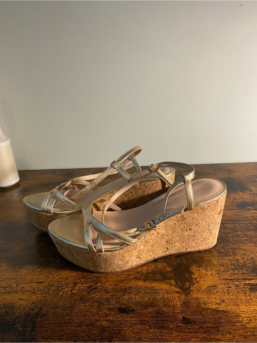 kate spade Metallic Rose Gold Leather Slingback Sandals